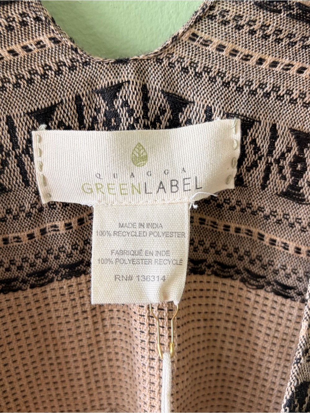 Boho Fringe Woven Poncho in Tan & Black by Quagga Green Label One Size Fits All - Picture 3 of 9